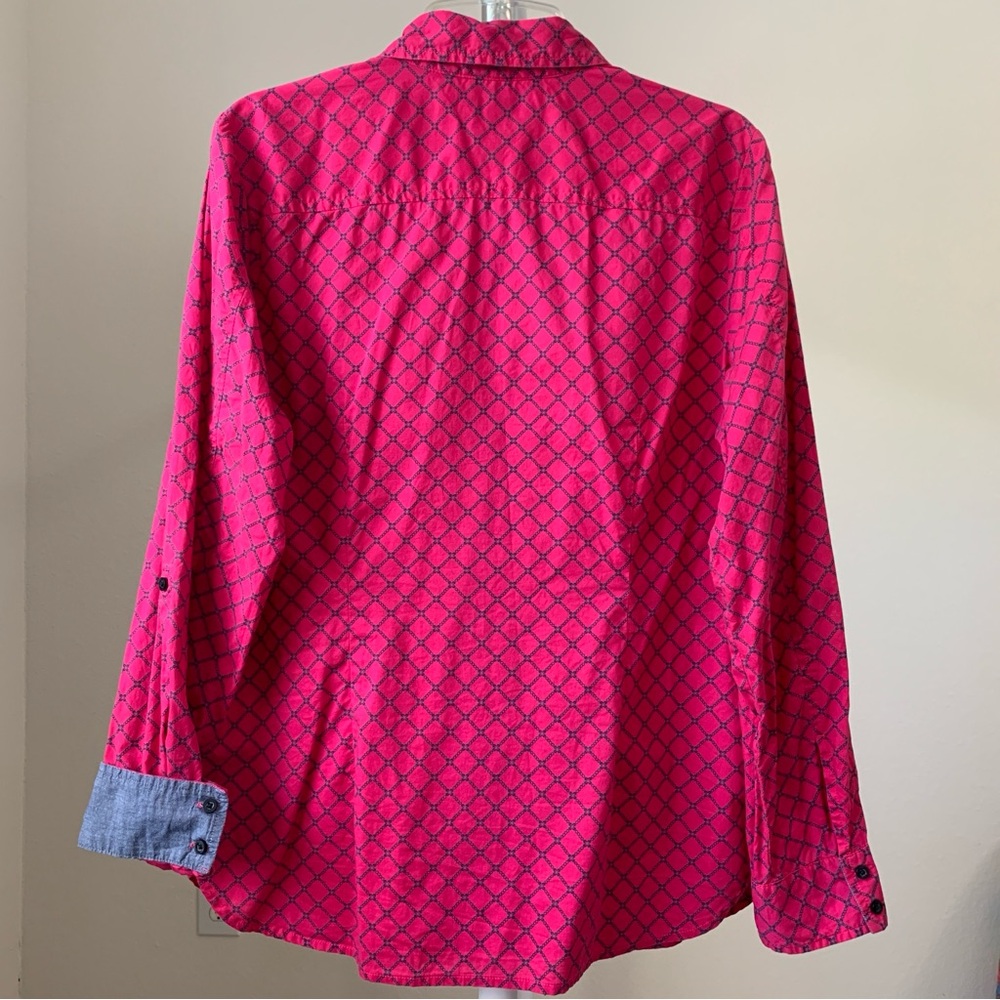 Tommy Hilfiger Women's Long Sleeve Button Up Classic Shirt Cotton Pink L *Flaw - Picture 2 of 16